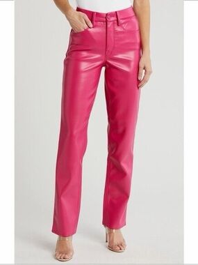 Good American Faux Leather Pants Hot Pink